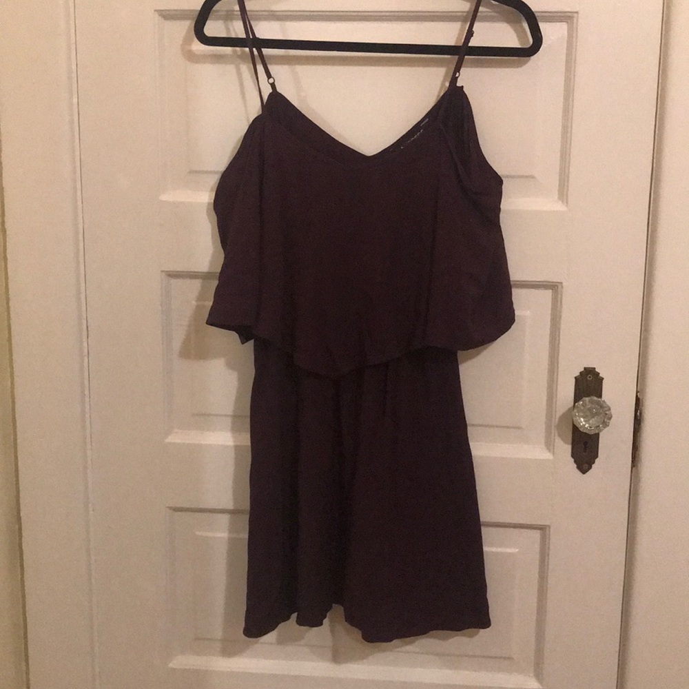 Open shoulder plum dress